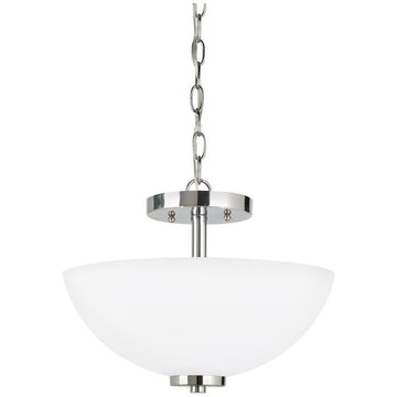 Sea Gull Lighting Contemporary Steel 2-Light Semi-Flush Pendant