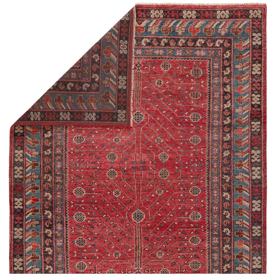 Jaipur Salinas Donte Oriental Border Red Blue SLN13 Rug