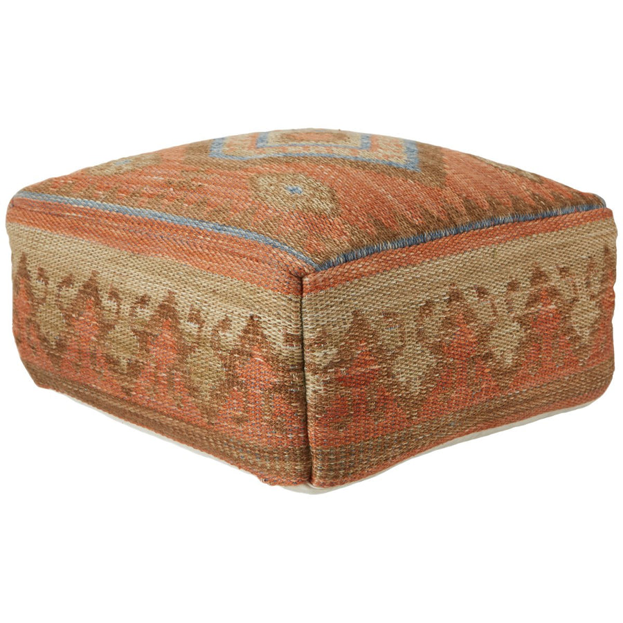 Jaipur Sundial Ember Tribal Medallion Orange Blue SND01 Pouf