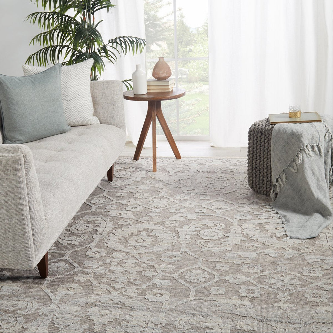 Jaipur Sonnette Ayres Floral Damask Taupe Gray SNN03 Rug