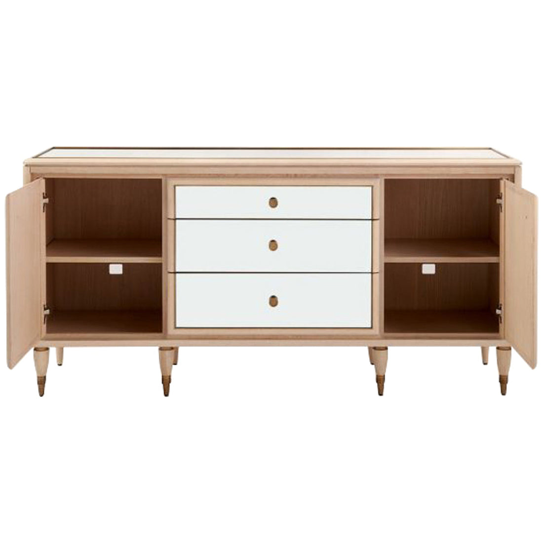 Villa & House Sofia 3-Drawer and 2-Door Cabinet, Bleached Cerused Oak