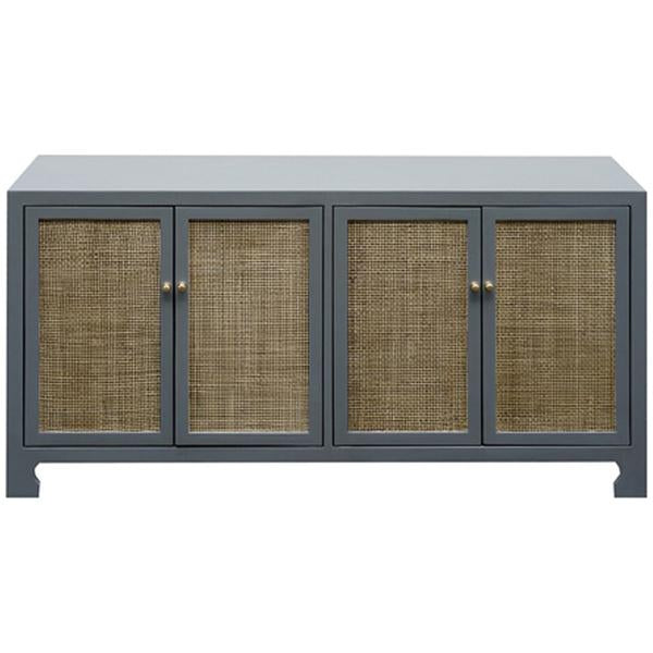 Worlds Away 4-Door Cane Cabinet with Brass Hardware