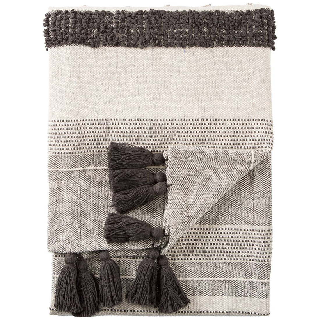 Jaipur Sojourn Sur Striped Gray Ivory SOJ01 Throw