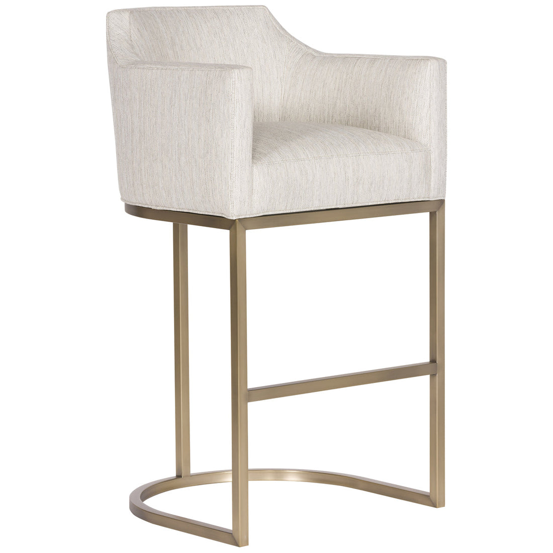 Vanguard Furniture Stocked Barstool with Satin Brass Metal Barrel Base