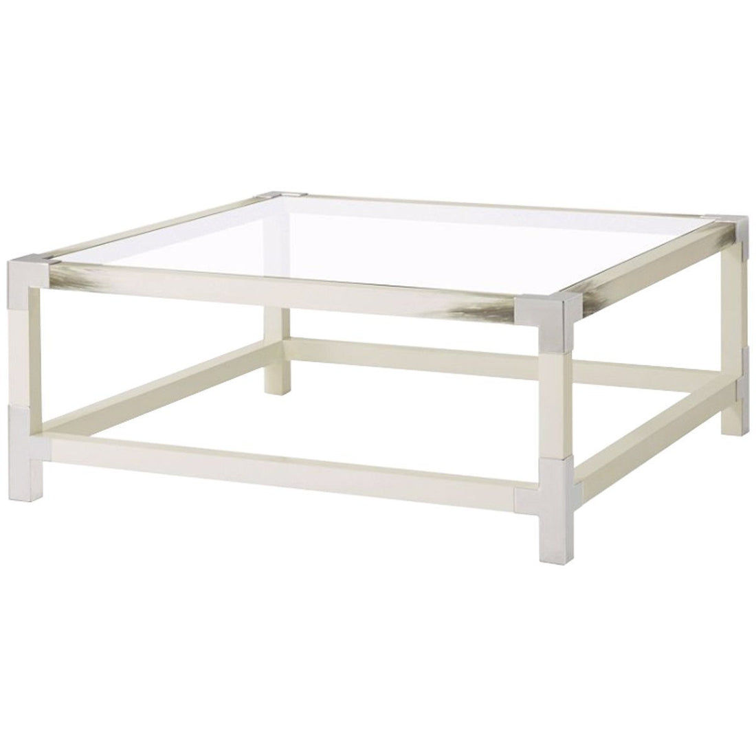 Theodore Alexander Cutting Edge Squared Longhorn White Cocktail Table