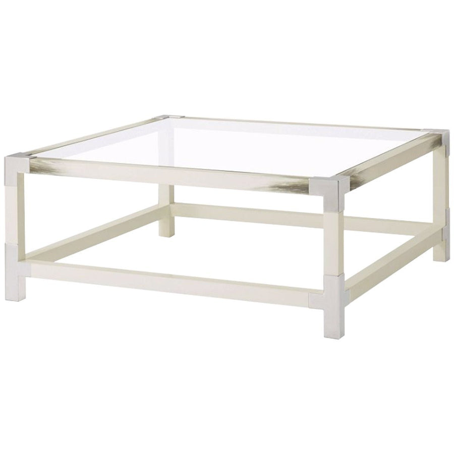 Theodore Alexander Cutting Edge Squared Longhorn White Cocktail Table