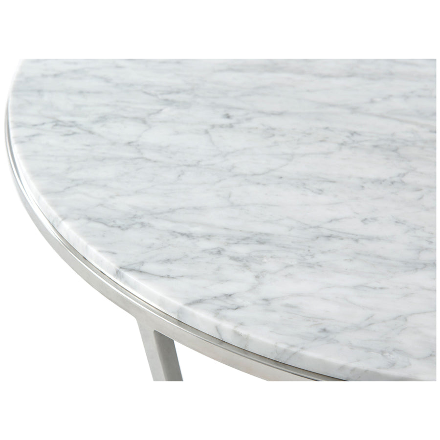 Theodore Alexander Small Fisher Round Marble Cocktail Table