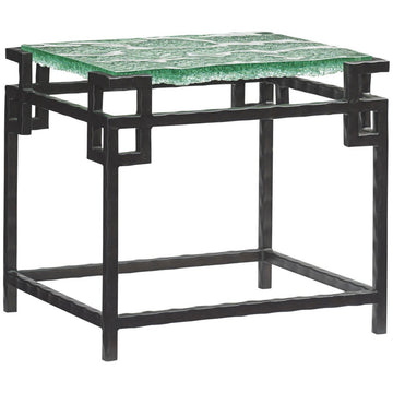 Tommy Bahama Island Fusion Black Hermes Reef Glass Top End Table