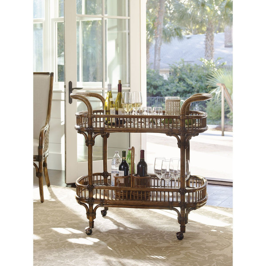 Tommy Bahama Bali Hai Medium Brown Veranda Bar Cart