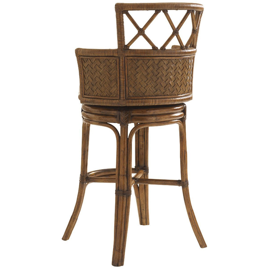 Tommy Bahama Bali Hai Medium Brown Kamala Bay Swivel Bar Stool