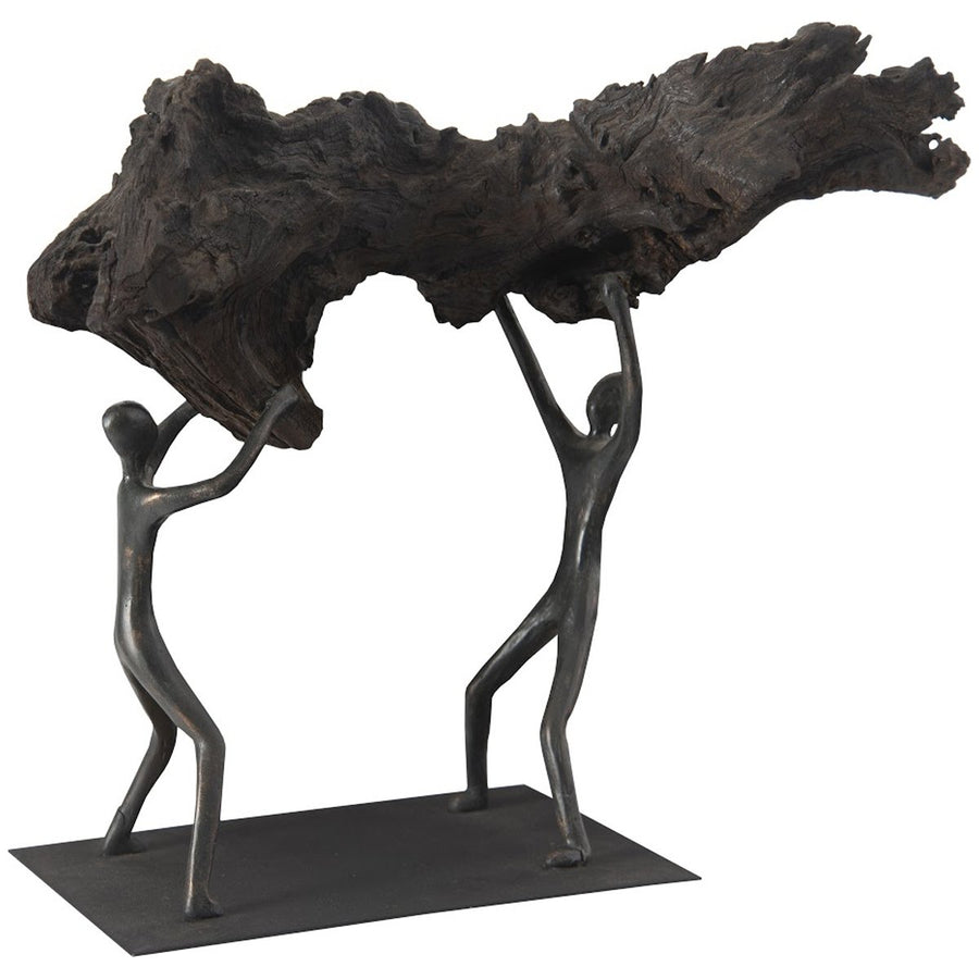 Phillips Collection Atlas Lifting Wood Sculpture with Base