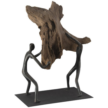 Phillips Collection Atlas Balancing Wood Sculpture with Base