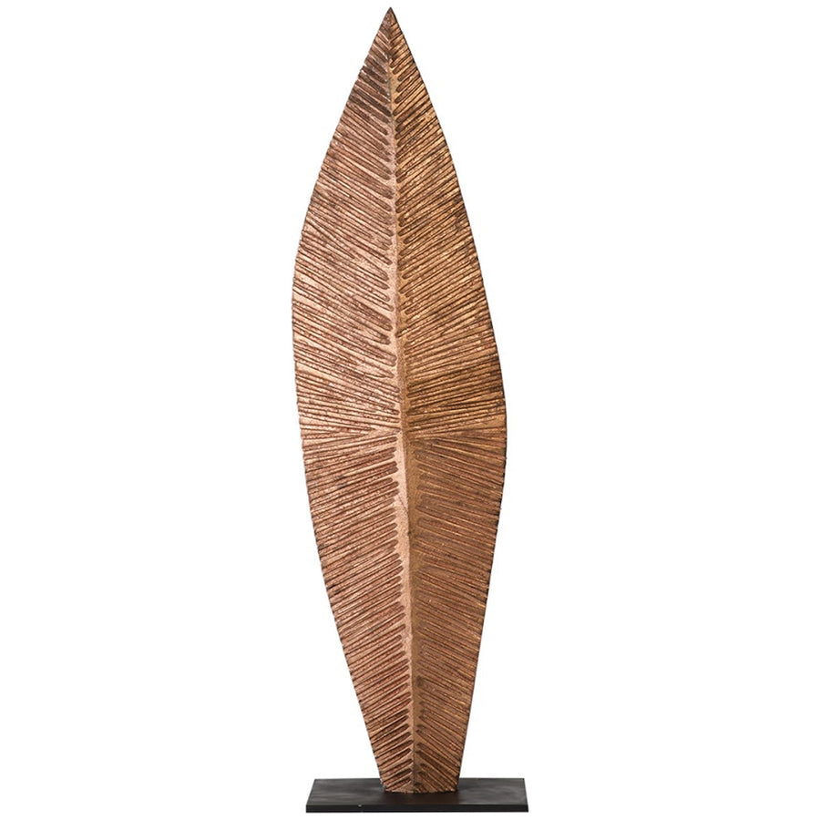 Phillips Collection Carved Copper Leaf Medium Sculpture on Stand