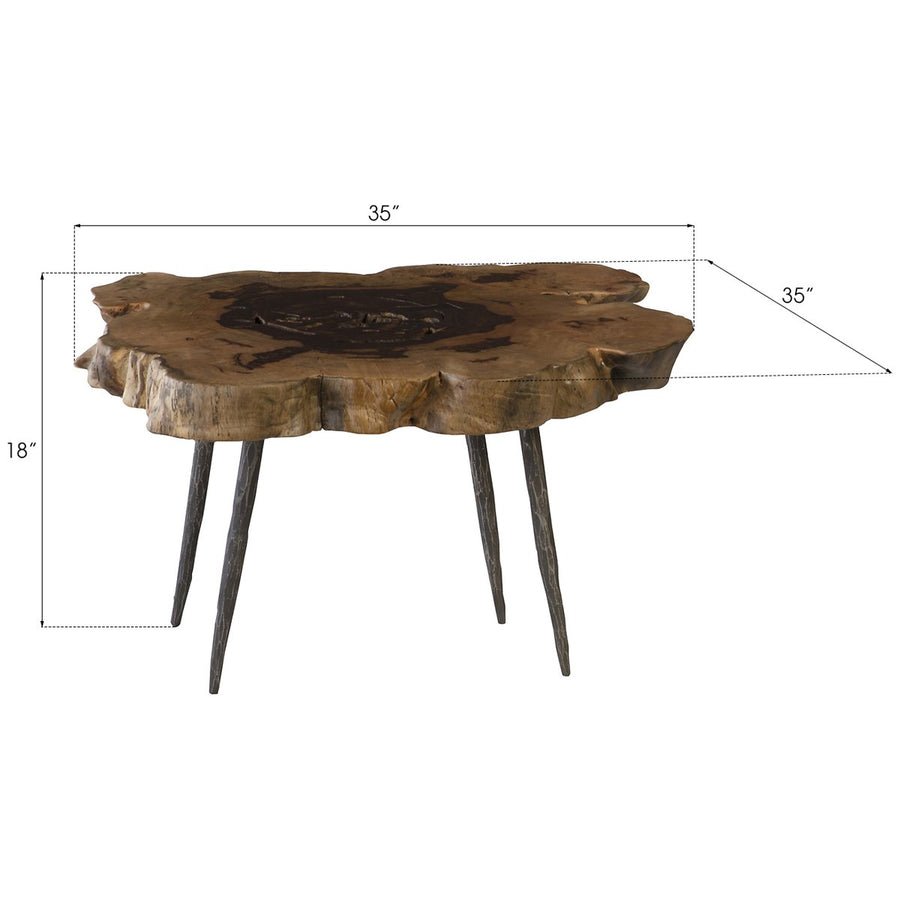 Phillips Collection Wood Coffee Table, Forged Legs