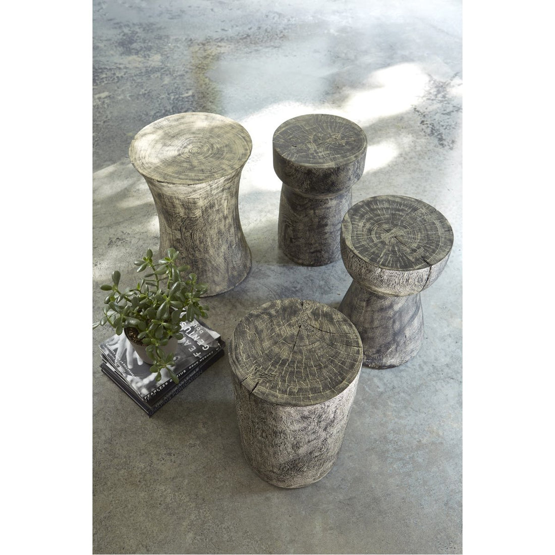 Phillips Collection Stump Stool, Gray Stone