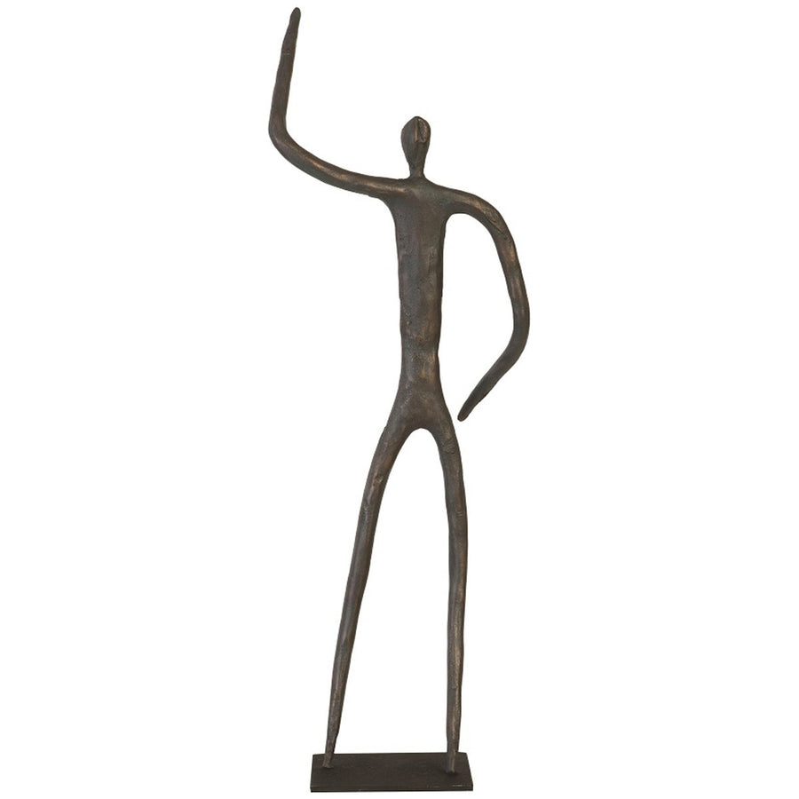 Phillips Collection Abstract Figure Sculpture on Metal Base, Arm Up