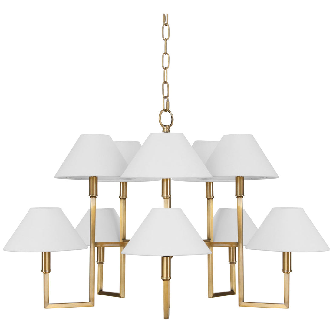 Worlds Away 10-Light 5-Arm Chandelier in Antique Brass