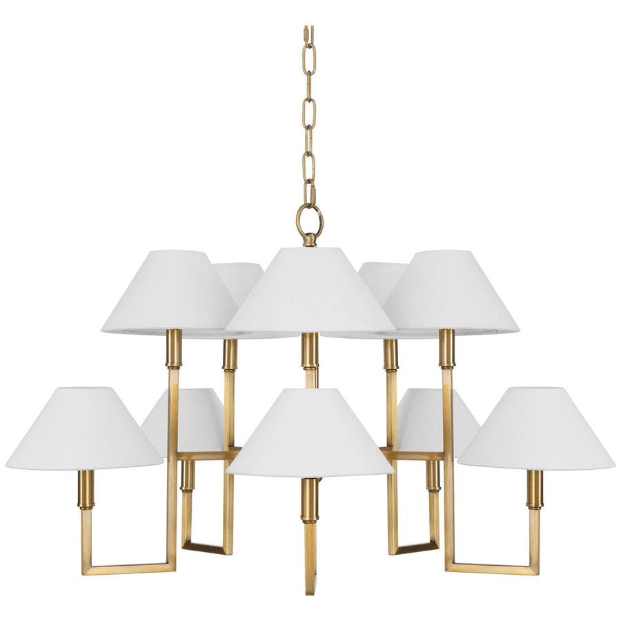 Worlds Away 10-Light 5-Arm Chandelier in Antique Brass