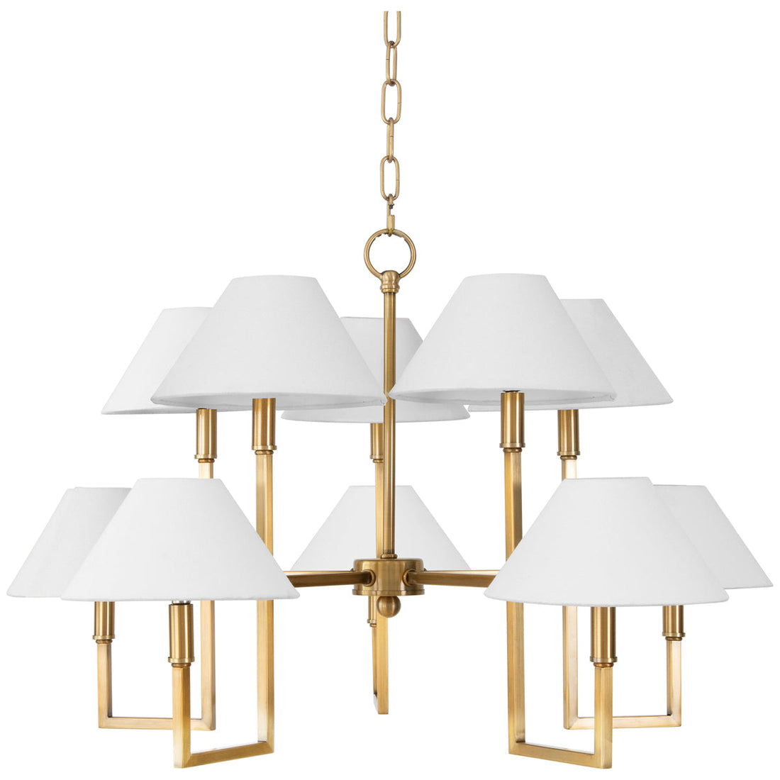 Worlds Away 10-Light 5-Arm Chandelier in Antique Brass