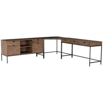 Four Hands Fulton Trey Desk System with Filing Credenza