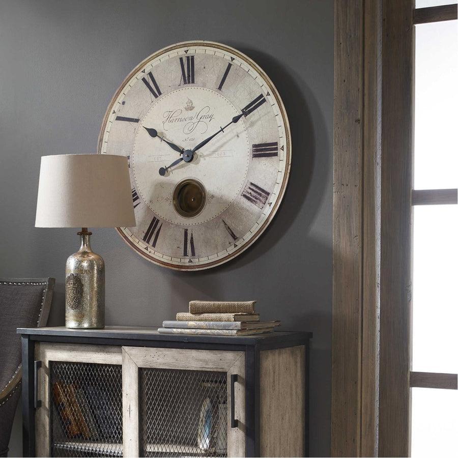 Uttermost Harrison Gray 30-Inch Wall Clock