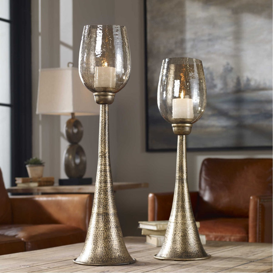 Uttermost Badal Antiqued Gold Candleholders, 2-Piece Set