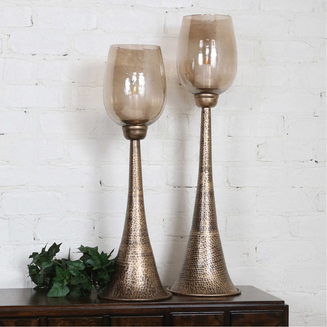 Uttermost Badal Antiqued Gold Candleholders, 2-Piece Set