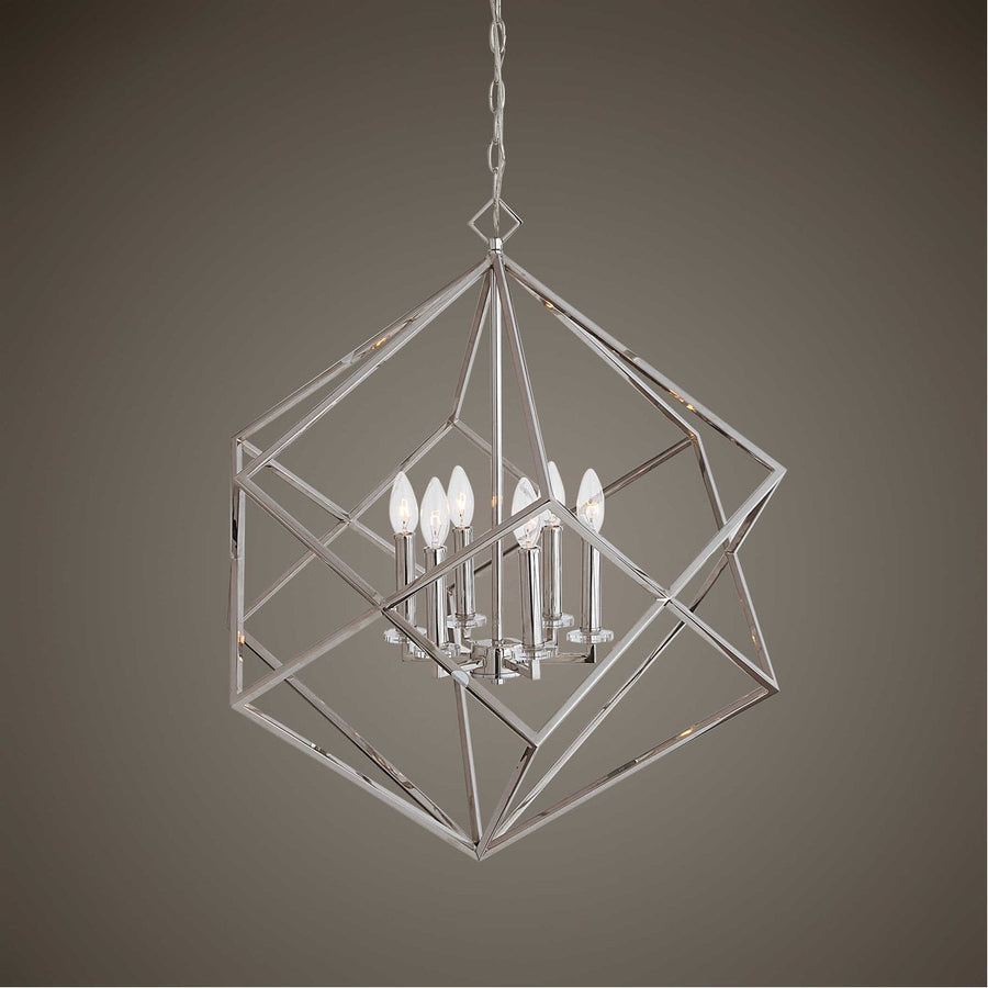 Uttermost Euclid 6-Light Nickel Cube Pendant