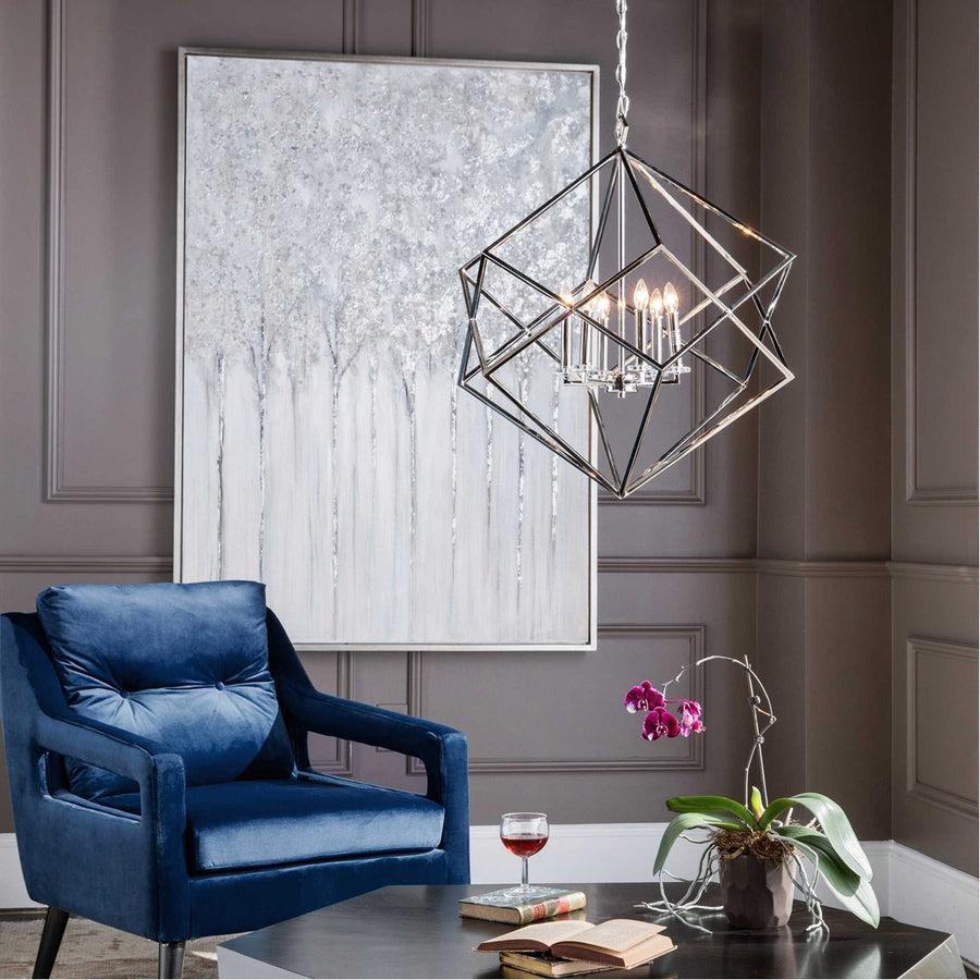 Uttermost Euclid 6-Light Nickel Cube Pendant