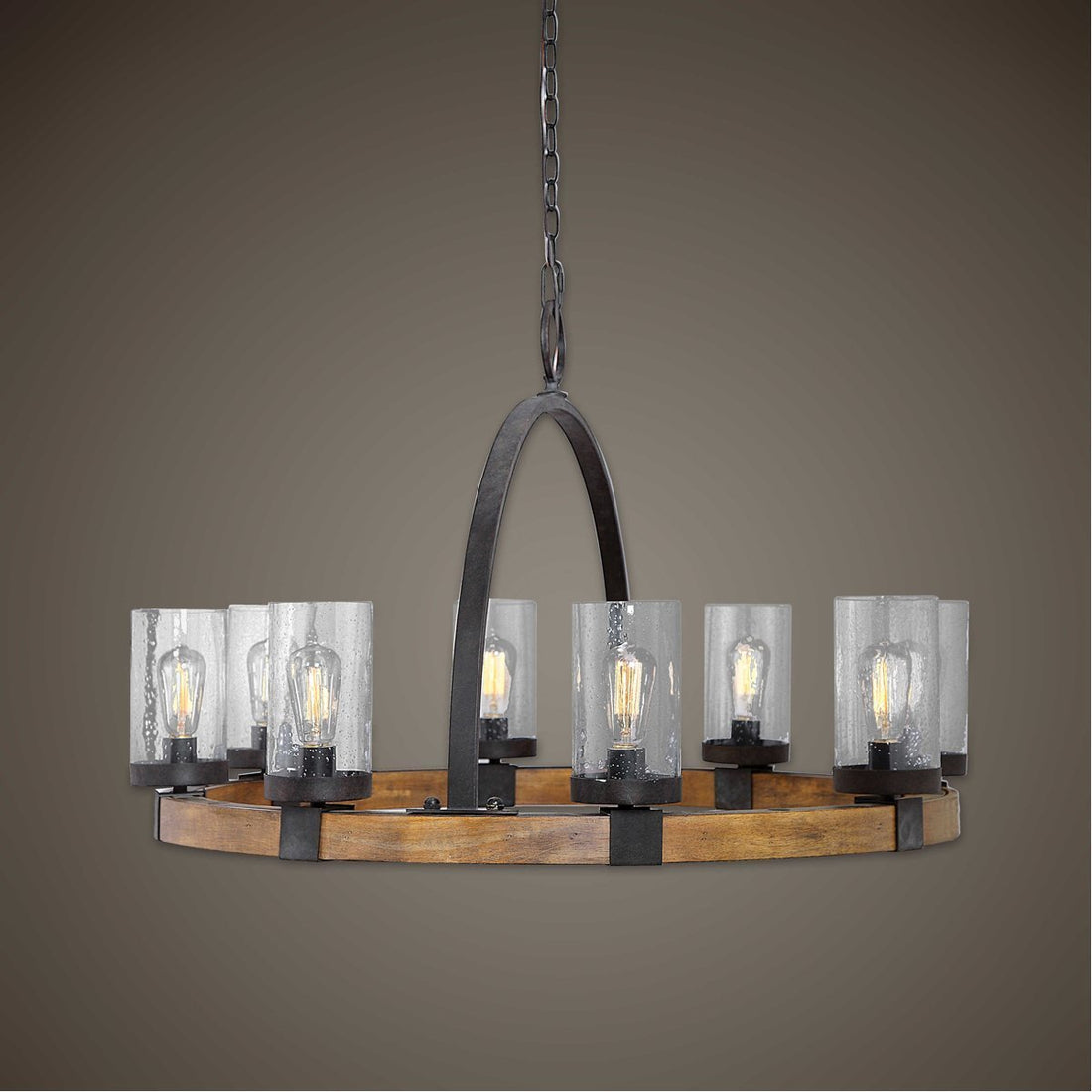 Uttermost Atwood 8-Light Wagon Wheel Pendant