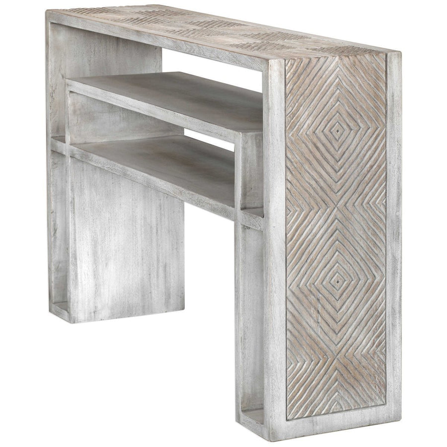 Uttermost Genara Bone White Carved Console Table