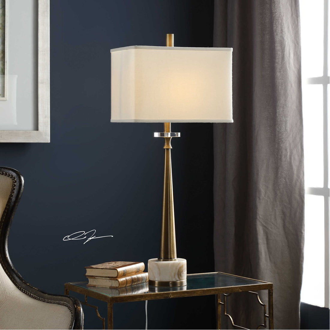 Uttermost Verner Tapered Brass Table Lamp