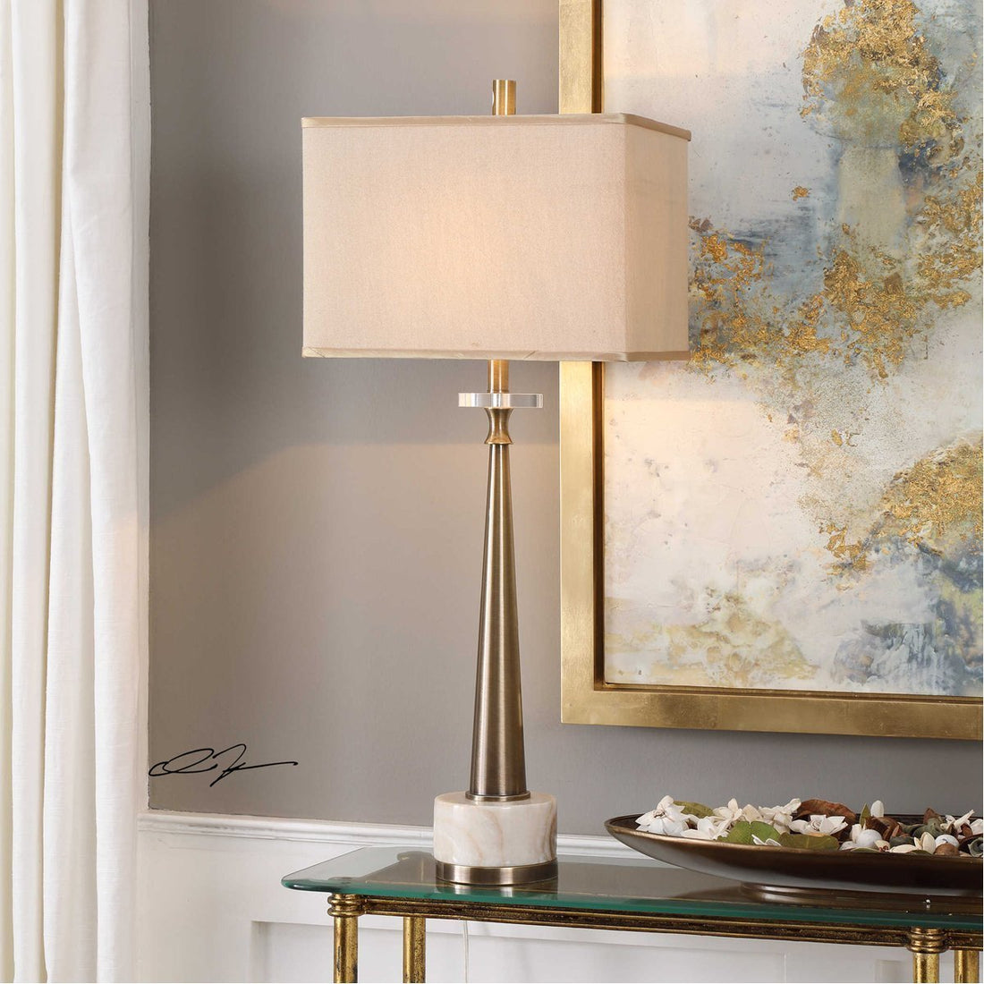 Uttermost Verner Tapered Brass Table Lamp