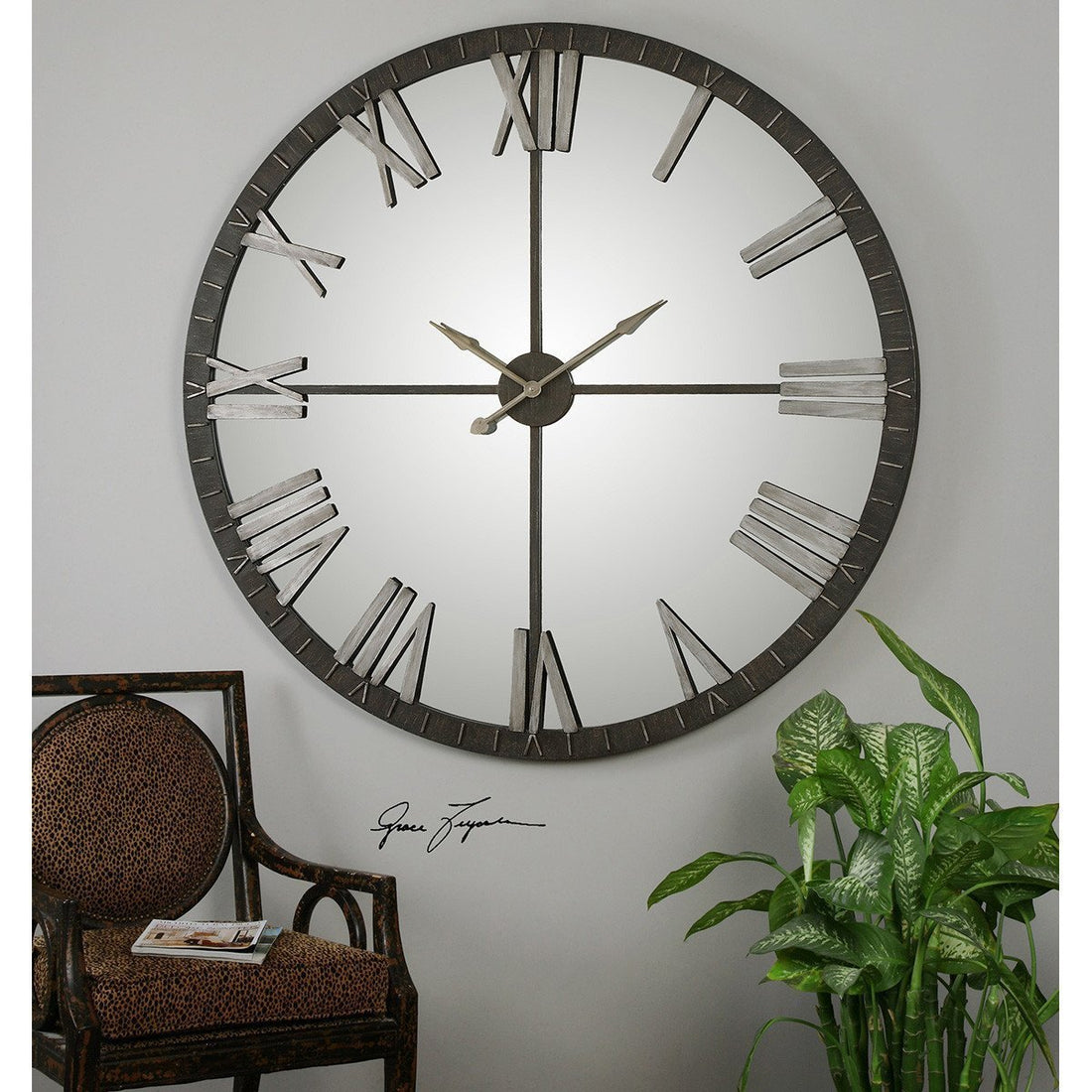 Uttermost Amelie Large Bronze Wall Clock