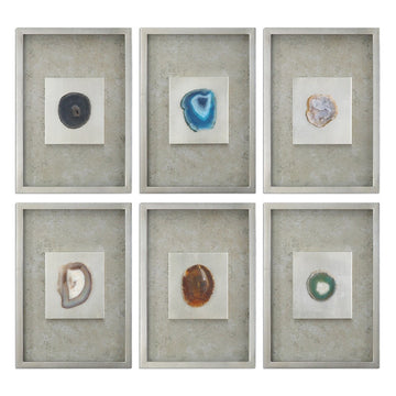 Uttermost Agate Stone Silver Wall Art, 6-Piece Set