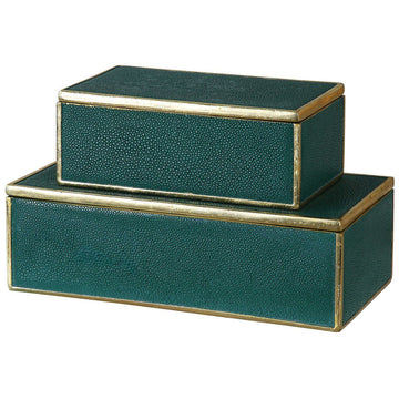 Uttermost Karis Emerald Green Boxes, 2-Piece Set