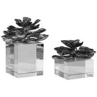 Uttermost Indian Lotus Metallic Silver Flowers, 2-Piece Set