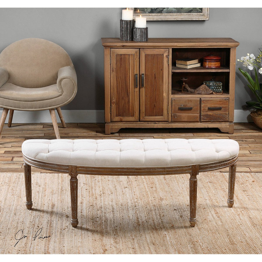 Uttermost Leggett Tufted White Bench