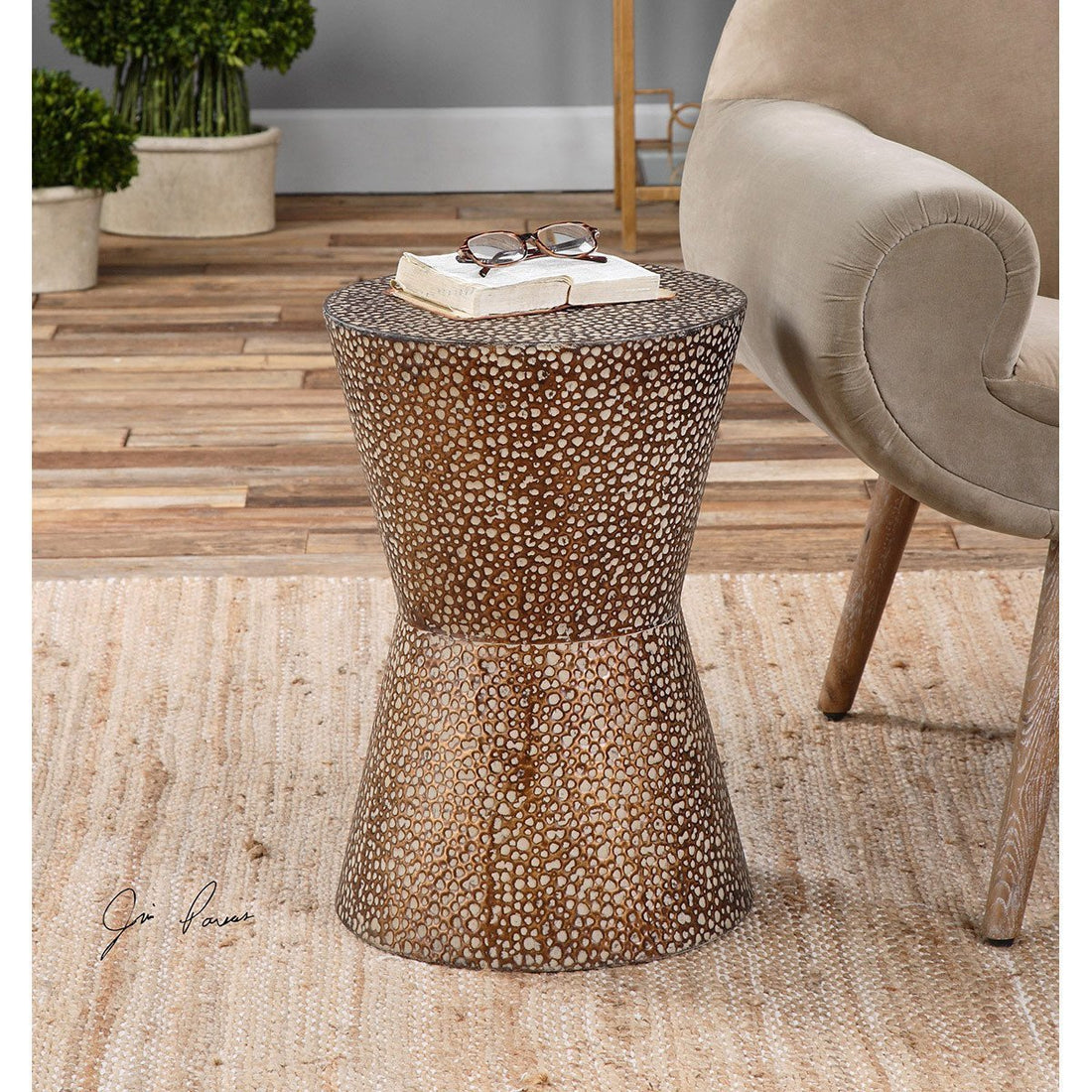 Uttermost Cutler Drum Shaped Accent Table