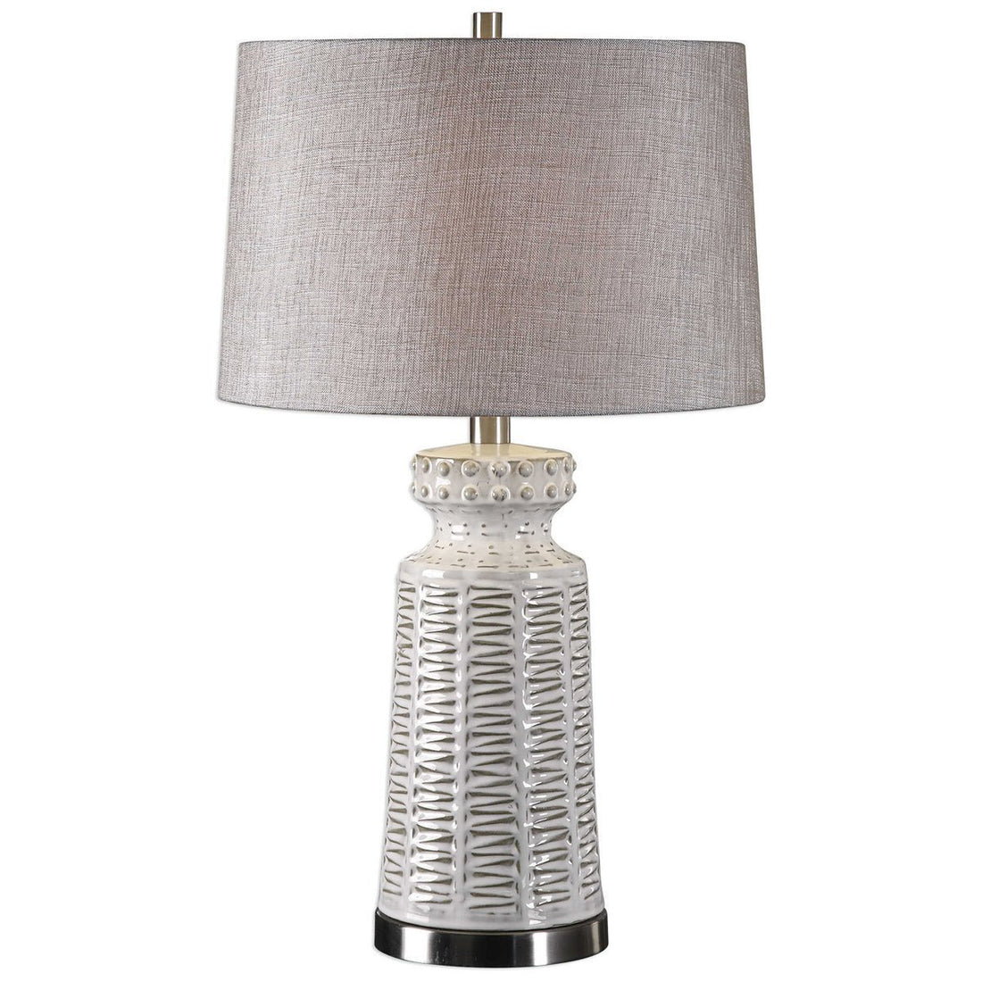 Uttermost Kansa Distressed White Table Lamp