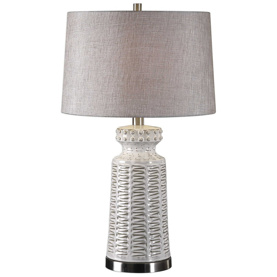 Uttermost Kansa Distressed White Table Lamp