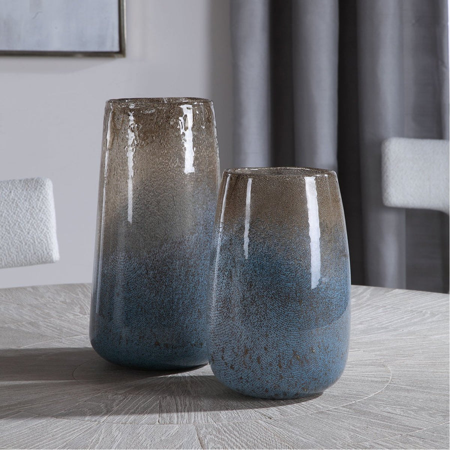 Uttermost Ione Seeded Glass Vases, 2-Piece Set