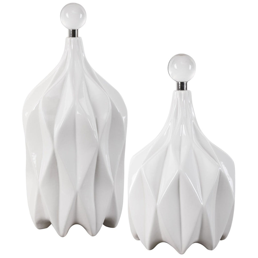 Uttermost Klara White Bottles, 2-Piece Set