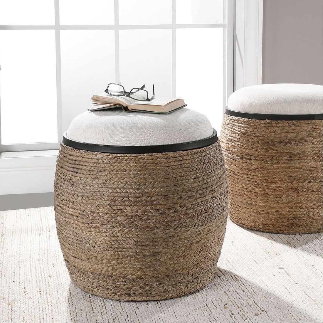 Uttermost Island Straw Accent Stool