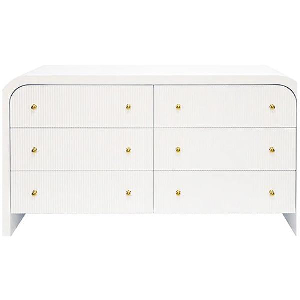 Worlds Away Valentina Waterfall Edge Chest in White Lacquer