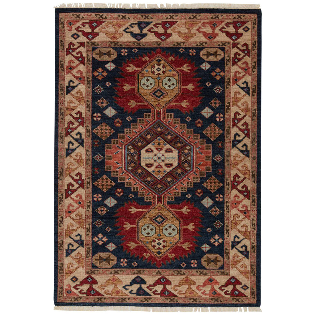 Jaipur Village by Artemis Karter Medallion Blue Red VBA05 Area Rug