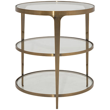 Worlds Away 3-Tier Glass Top Round End Table