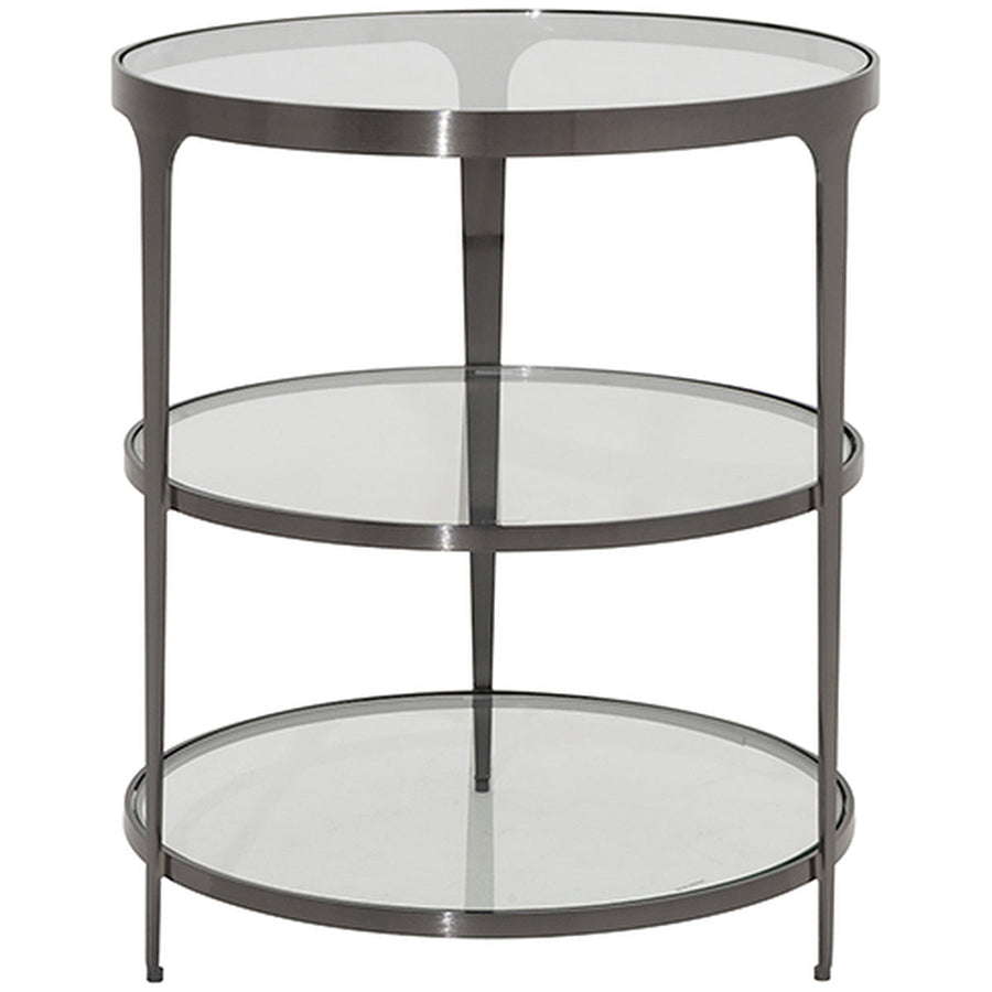 Worlds Away 3-Tier Glass Top Round End Table