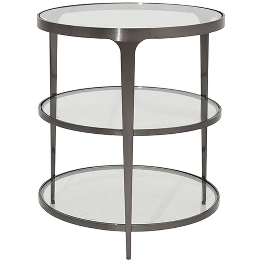 Worlds Away 3-Tier Glass Top Round End Table