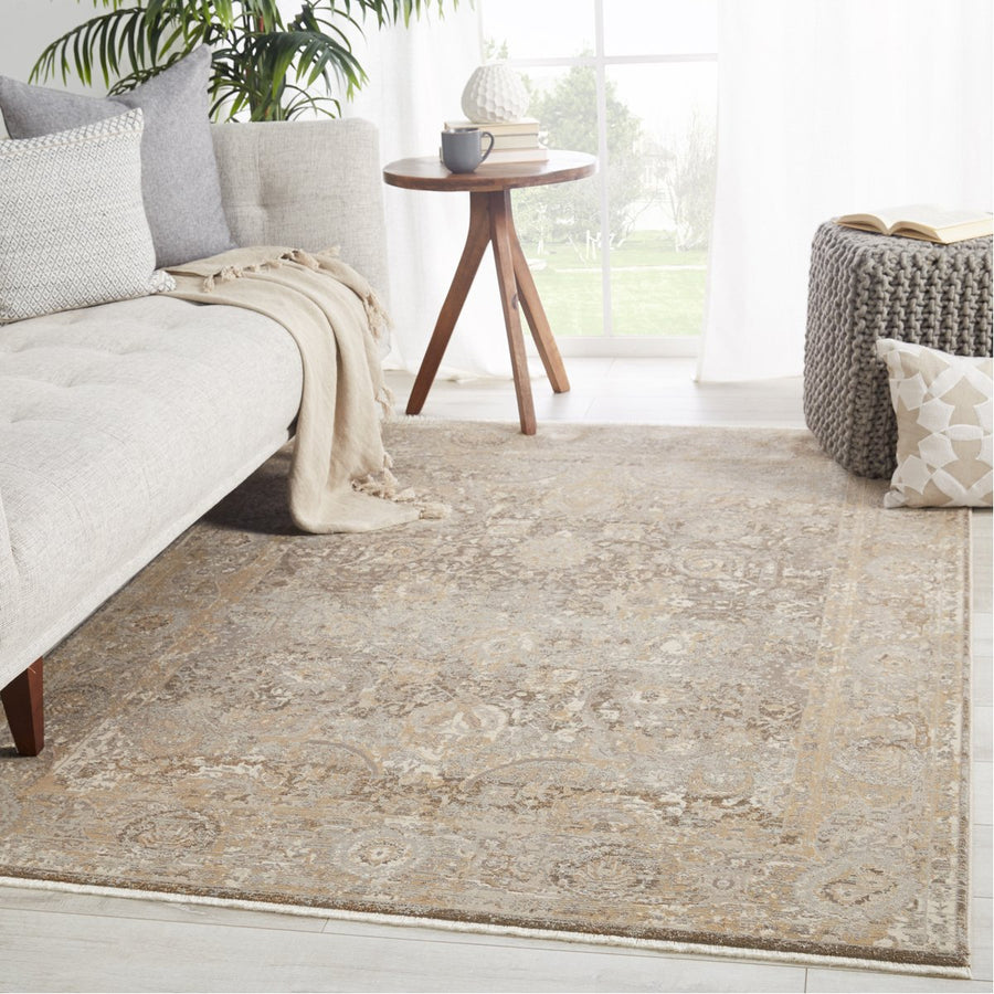 Jaipur Vienne Baptiste Oriental Damask Dark Taupe Gold VNE02 Rug